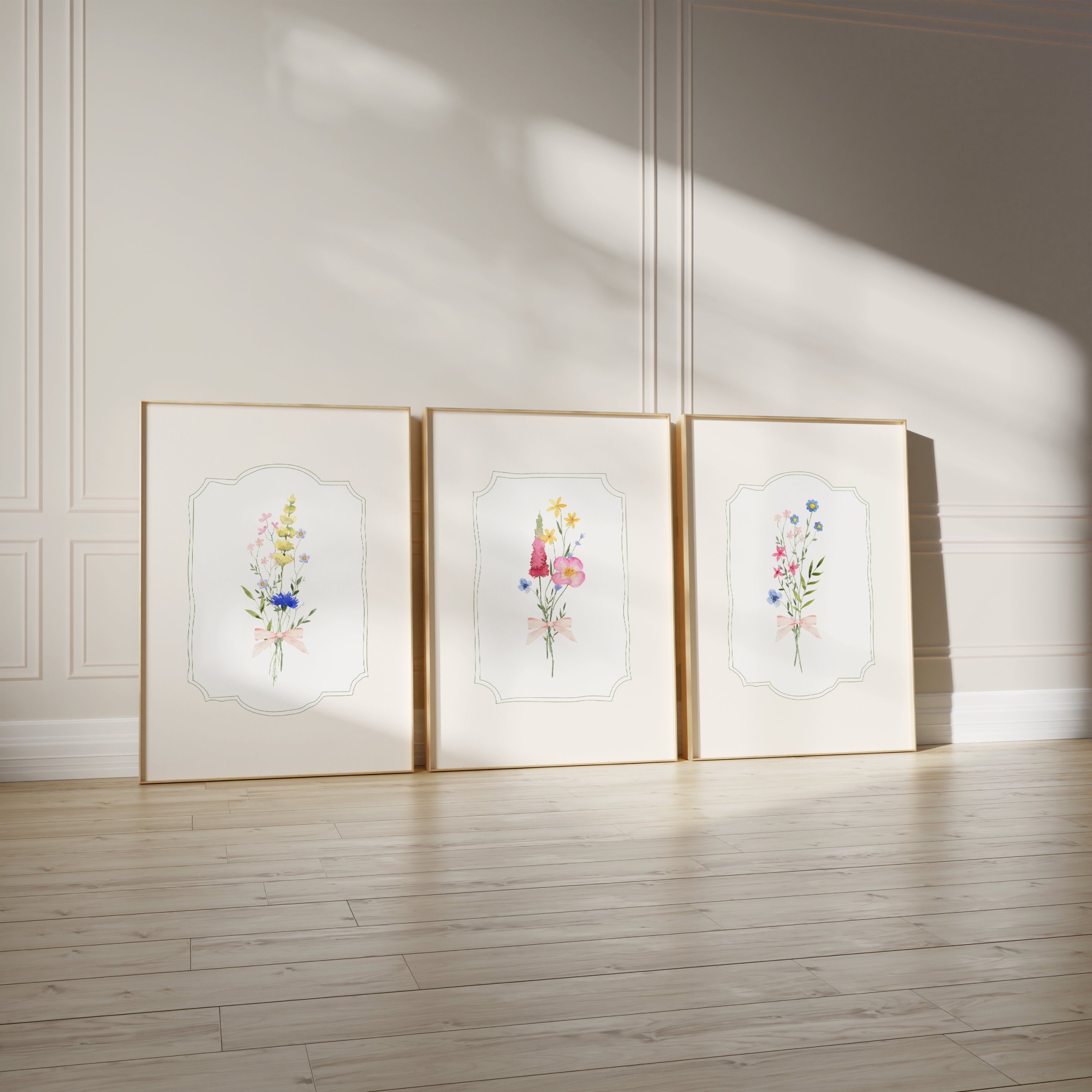 Wildflower Nursery Print Set, Floral Nursery Wall Art, Vintage Nursery ...