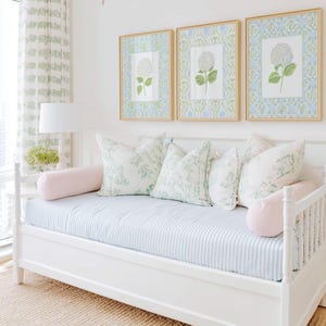 Blue & Green Hydrangea Wall Art: Grandmillennial Nursery Print Set of 3 (Digital Download) image 3