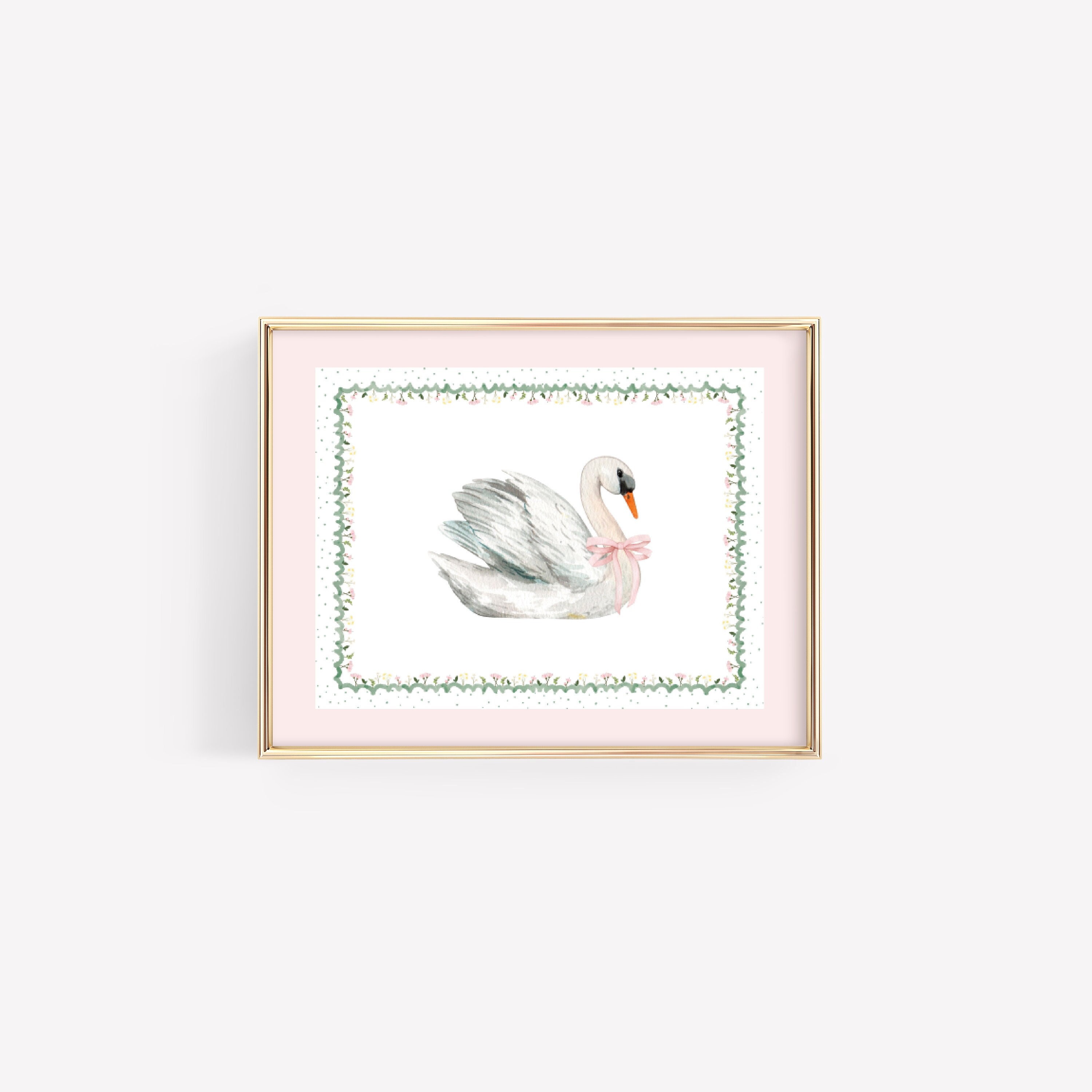 Swan Nursery Wall Art, Blush Pink Nursery, Floral Nursery Wall Print ...