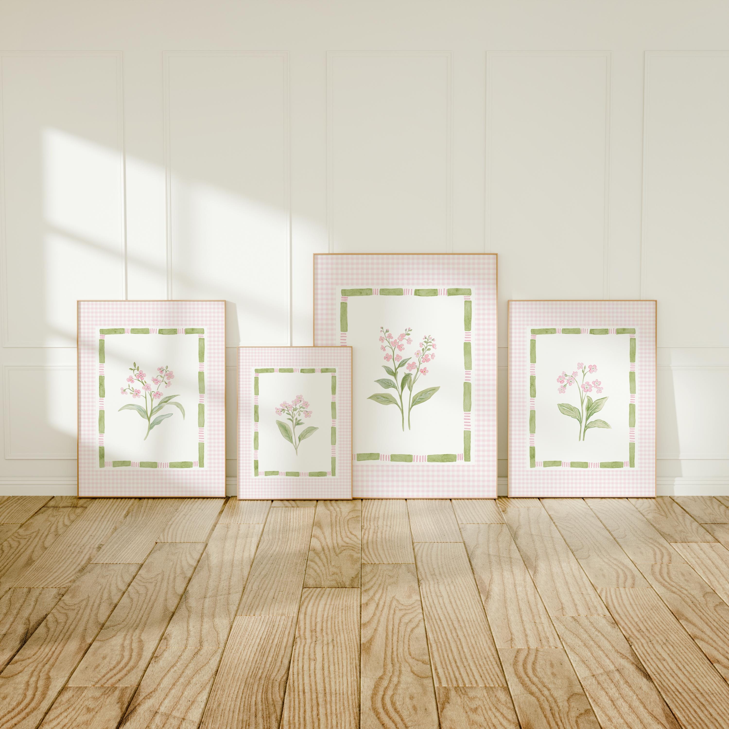 Pink Floral Nursery Wall Art, Wildflower Print Set, Baby Girl Nursery ...