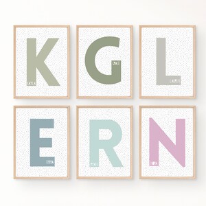 Personalized Initial Name Print, Custom Nursery Print, Nursery Wall Art, Children's Bedroom Wall Decor, Custom Nursery Art, Name Printable, image 7