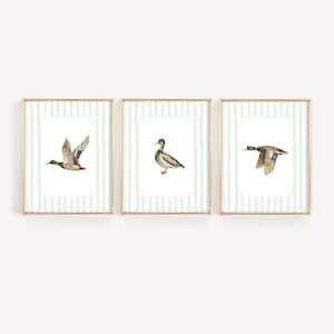 Mallard Duck Wall Art, Wall Print Boys Room, Duck Hunting Nursery Art Print, Gingham Wall Print, Duck Nursery Decor, Printable Mallard Duck