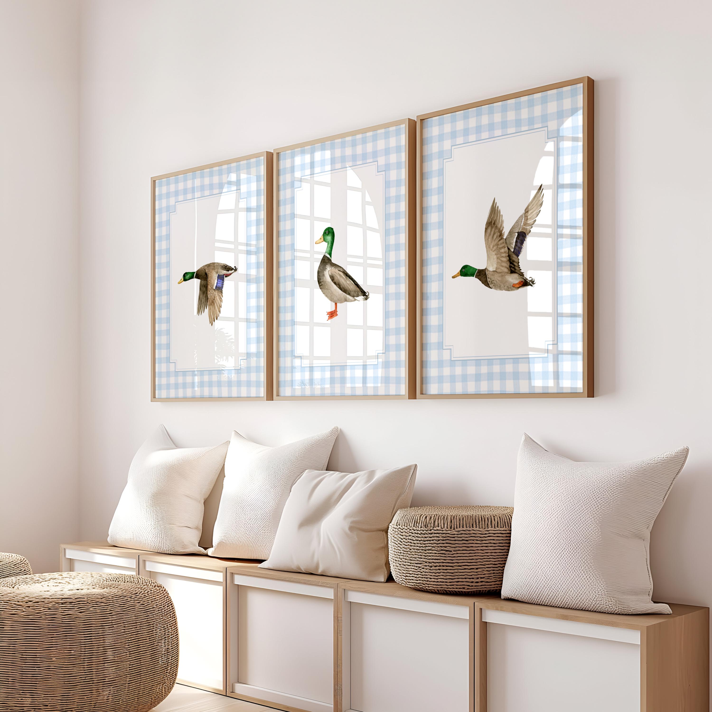 Set of 3 Duck Nursery Wall Art, Mallard Duck Wall Decor, Baby Boy Room ...