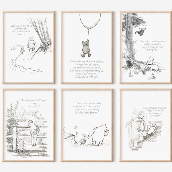 Winnie The Pooh Quote Print, Winnie The Pooh Print, Vintage Pooh Bear, Baby Shower Pooh, Nursery Decor, Nursery Wall Art, New Baby Gift