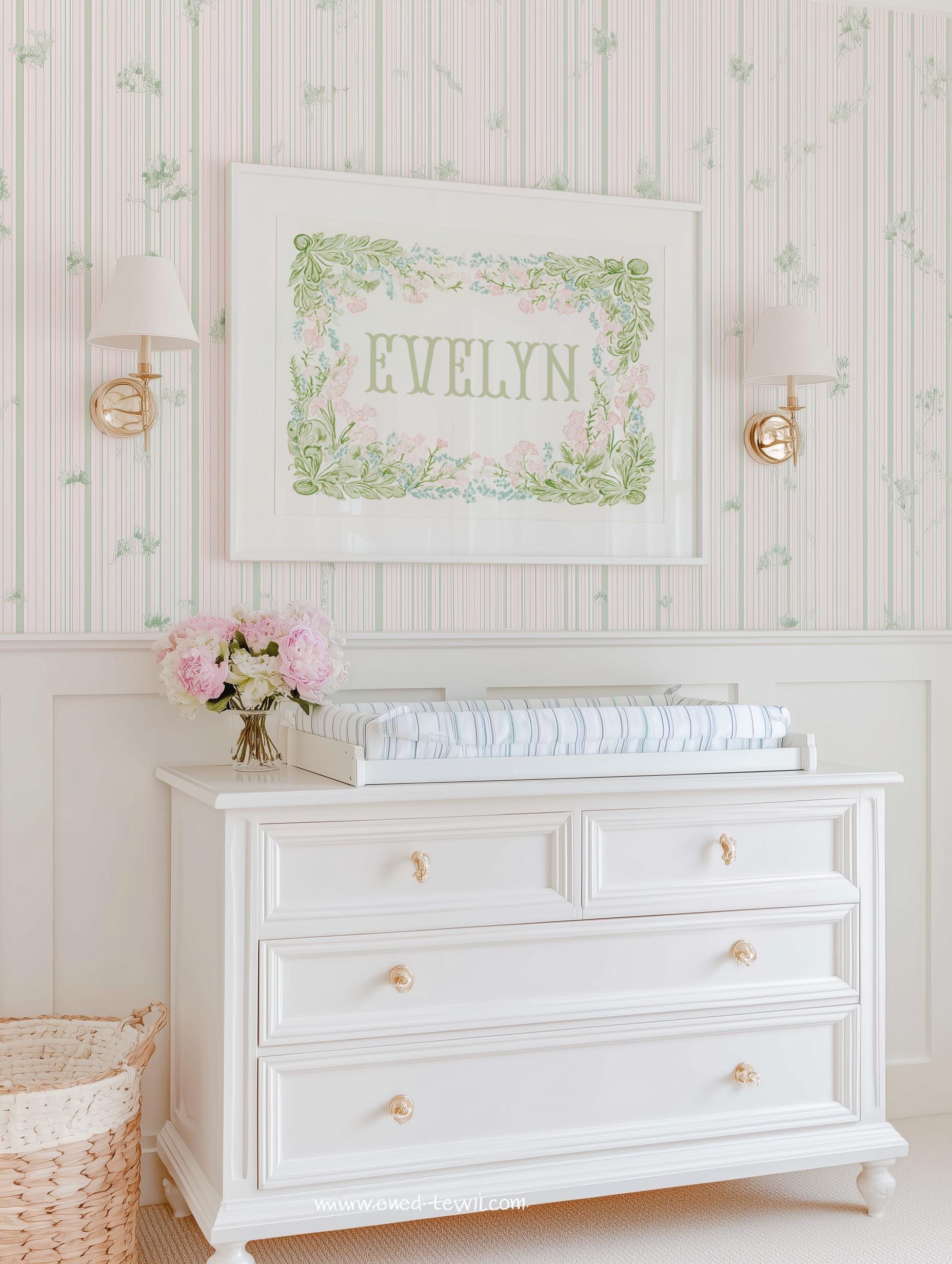 Personalized Floral Name Nursery Wall Art, Custom Baby Girl Monogram ...