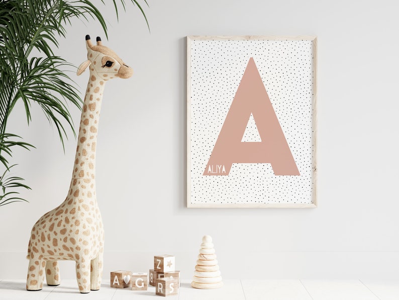 Personalized Initial Name Print, Custom Nursery Print, Nursery Wall Art, Children's Bedroom Wall Decor, Custom Nursery Art, Name Printable, image 2