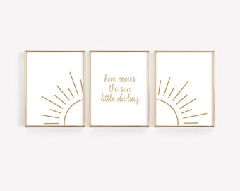 Here Comes The Sun Nursery Decor, Boho Nursery Print, Nursery Wall Decor, Neutral Nursery Decor, Baby Shower Gift Idea, Here Comes The Sun