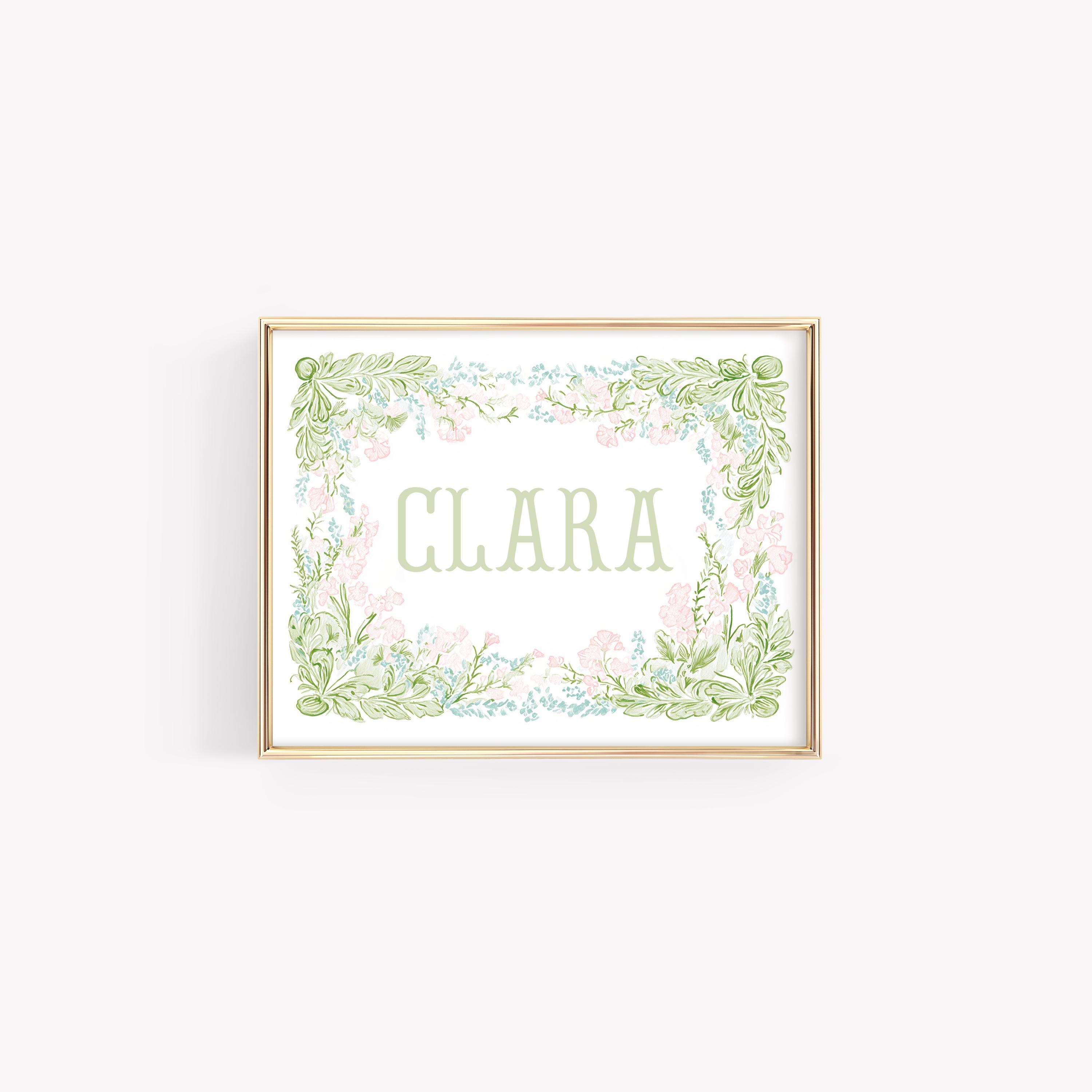 Personalized Floral Name Nursery Wall Art, Custom Baby Girl Monogram ...