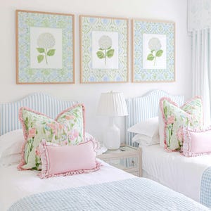Blue & Green Hydrangea Wall Art: Grandmillennial Nursery Print Set of 3 (Digital Download) image 2