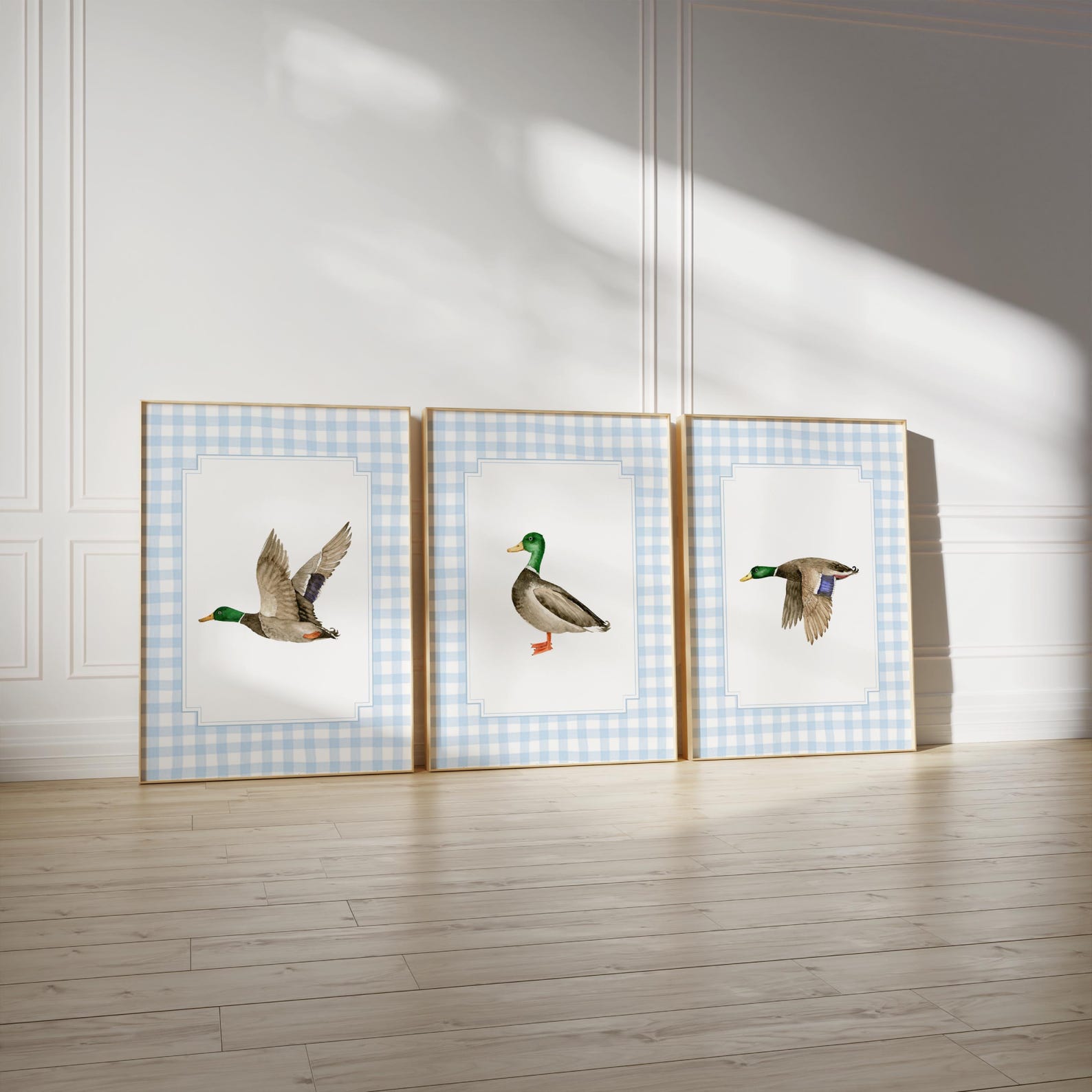 Set of 3 Duck Nursery Wall Art, Mallard Duck Wall Decor, Baby Boy Room ...