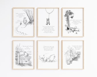 Impresión de cita de Winnie The Pooh, impresión de Winnie The Pooh, oso Pooh vintage, Pooh de baby shower, decoración de la guardería, arte de la pared de la guardería, nuevo regalo del bebé