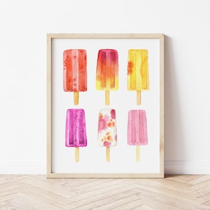 Popsicle Print, Ice Cream Wall Art, Neutral Nursery Decor, Rainbow Popsicle print, Summer Dessert Wall Art, Kids Room Decor, Playroom Prints