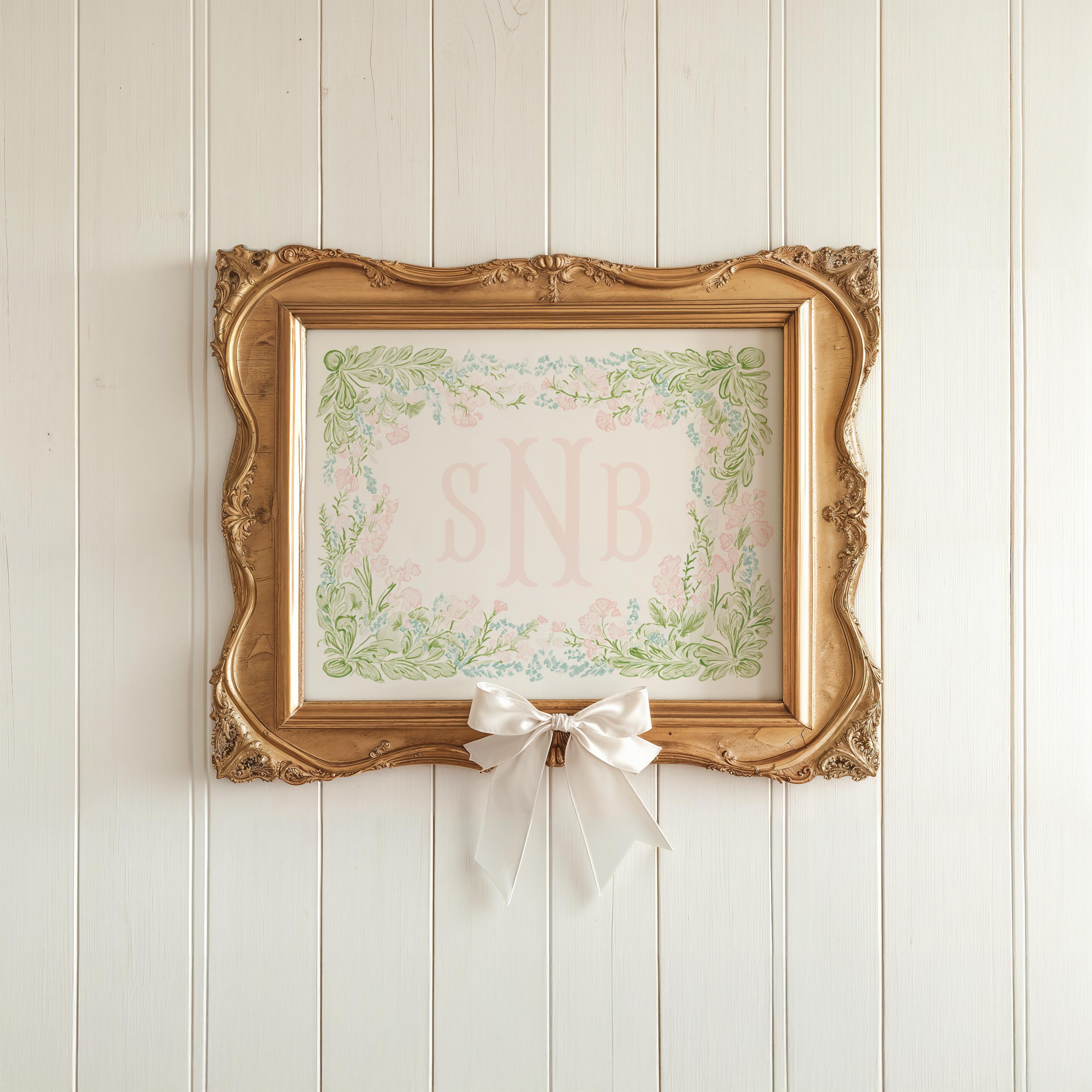 Personalized Floral Name Nursery Wall Art, Custom Baby Girl Monogram ...