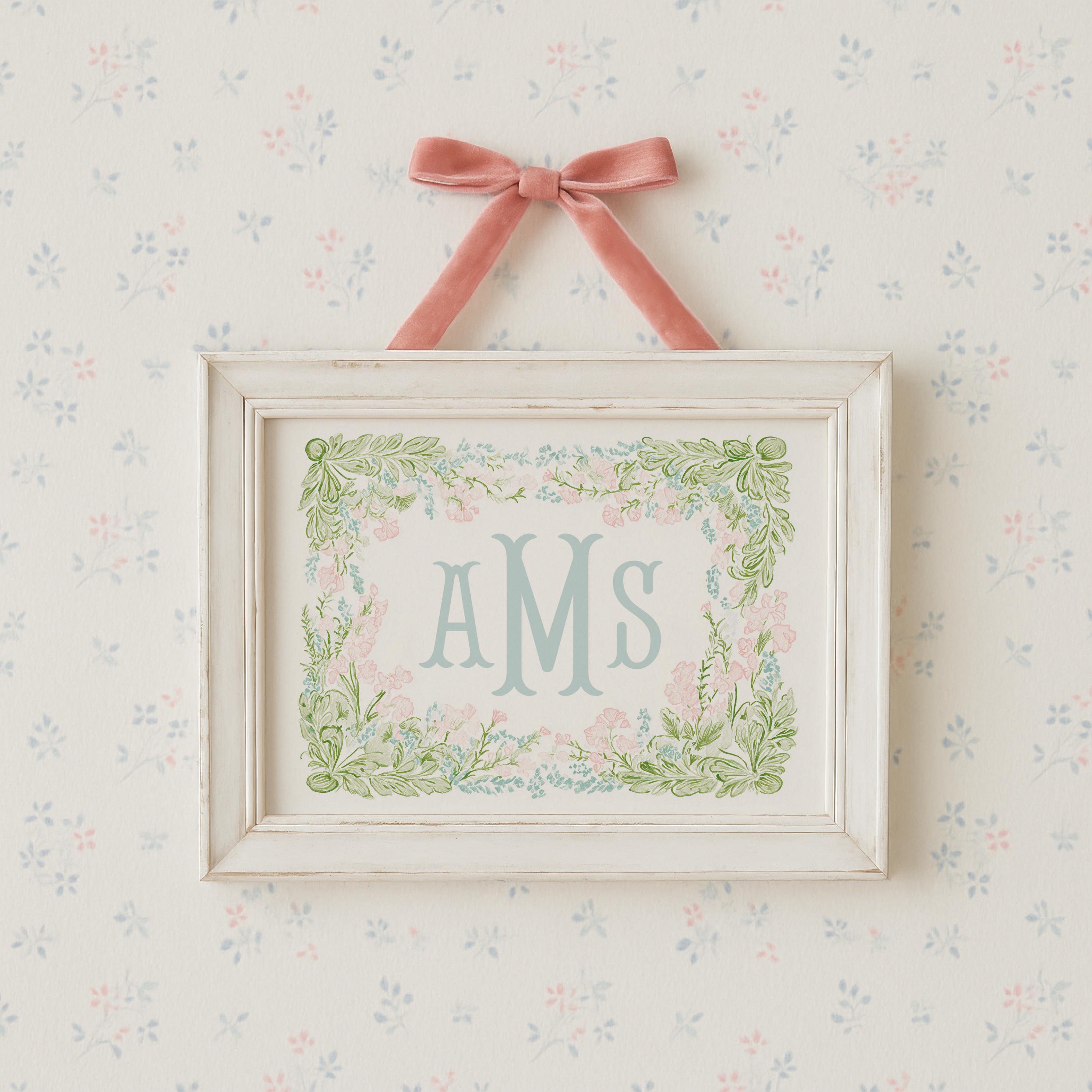 Personalized Floral Name Nursery Wall Art, Custom Baby Girl Monogram ...