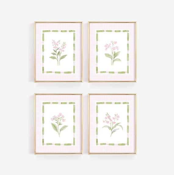 Pink Floral Nursery Wall Art, Wildflower Print Set, Baby Girl Nursery Decor, Watercolor Floral Print, Girls Bedroom Decor, Botanical Nursery