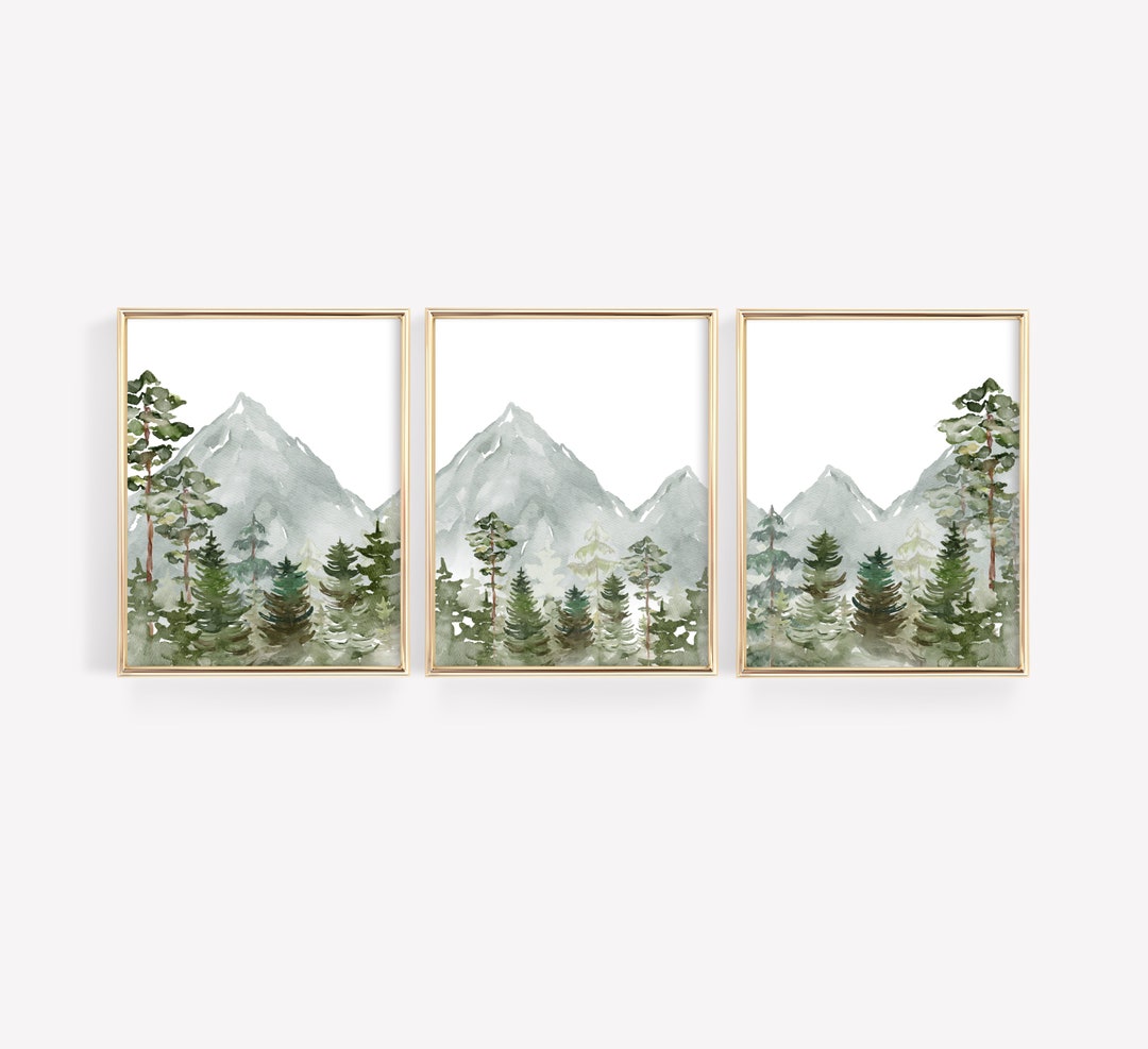 Nursery Decor Mountain, Woodland Nursery Decor, Tree Nursery Decor