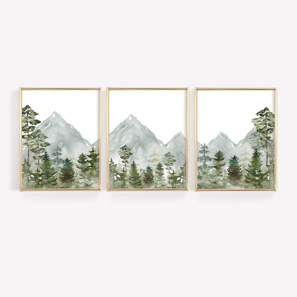 Nursery Decor Mountain, Woodland Nursery Decor, Tree Nursery Decor, Nursery Wall Art, Adventure Theme Nursery, Forest Nursery Decor,woodland