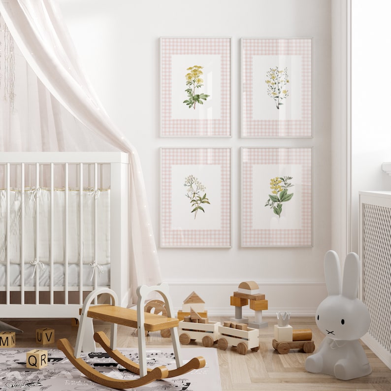 Wildflower Nursery Print Set, Girls Room Decor, Floral Nursery Wall