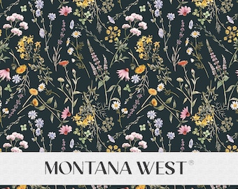 Field Flowers Seamless Pattern, Digital Watercolor Wild Field Flowers Seamless Pattern File for Commercial Use, Spring Summer Floral, Dark