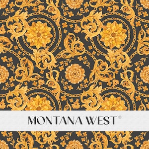 Golden Baroque Seamless Pattern, Digital Watercolor Gold Black Rococo Baroque Seamless Pattern File for Commercial Use, Luxurious Pattern