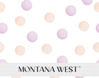 Purple Peach Dots Seamless Pattern, Digital Watercolor Soft Purple and Peach Polka Dots Seamless Pattern File for Commercial Use, White