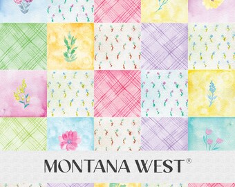 Patchwork Quilt Seamless Pattern, Digital Watercolor Patchwork Quilt Seamless Pattern for Commercial Use, Floral Patchwork Pattern