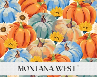 Modèle sans couture de citrouilles et de tournesols, fichier de modèle sans couture floral de citrouille aquarelle numérique pour un usage commercial, sans couture de Thanksgiving