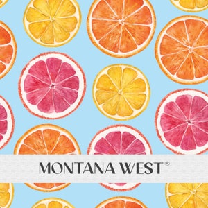 Citrus Slices Seamless Pattern, Digital Watercolor Oranges Lemon Grapefruit Slices Seamless Pattern File for Commercial Use, Fruits, Blue