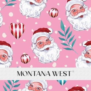 Vintage Santa Seamless Pattern, Digital Hand-Drawn Vintage Santa Candy Leaves Seamless Pattern File for Commercial Use, Winter, Christmas