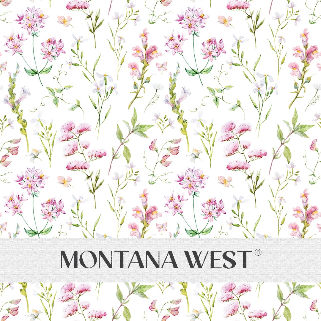 Pink Flowers Seamless Pattern, Digital Watercolor Delicate Spring Pink ...