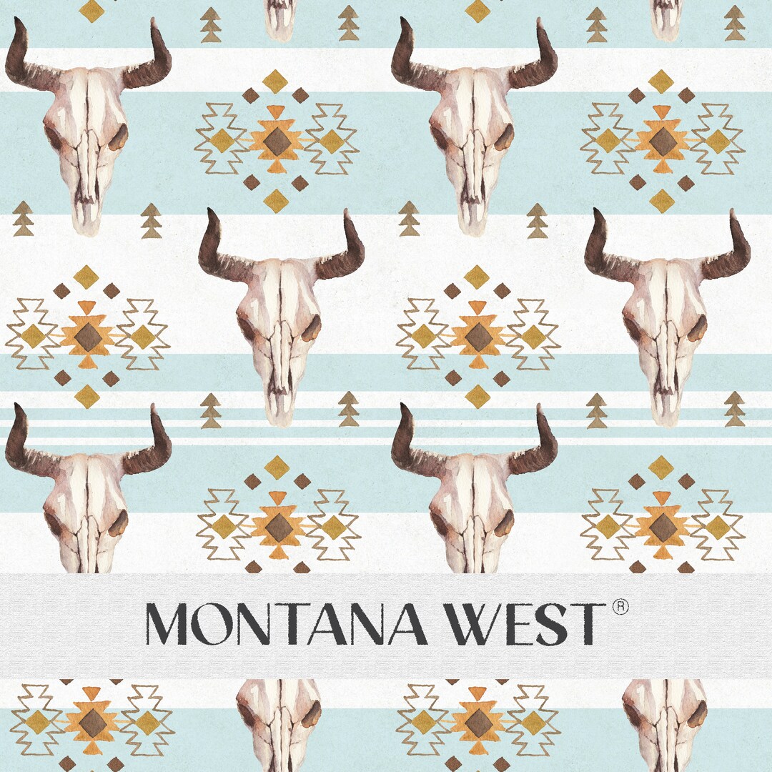 Boho Bull Skull Striped Seamless Pattern, Digital Ethnic Tribal ...