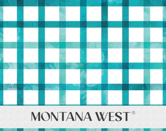 Watercolor Checkered Seamless Pattern, Digital Watercolor Teal Checkered Seamless Pattern File for Commercial Use, Cute Textile Pattern