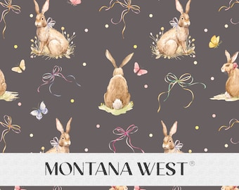 Cute Hares Seamless Pattern, Digital Watercolor Hares and Butterflies Seamless Pattern File for Commercial Use, Nursery Children, Rabbits