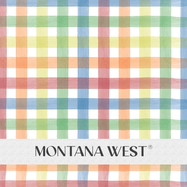 Colorful Checkered Gingham Seamless Pattern, Digital Watercolor Rainbow Gingham Seamless Pattern File for Commercial Use, Textile Pattern