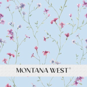 Purple Wildflowers Seamless Pattern, Digital Watercolor Gentle Purple Wildflowers Floral Seamless Pattern File for Commercial Use, Blue