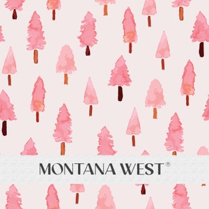 Cute Trees Seamless Pattern, Digital Watercolor Pink Trees Seamless Pattern File for Commercial Use, Christmas, Winter Seamless