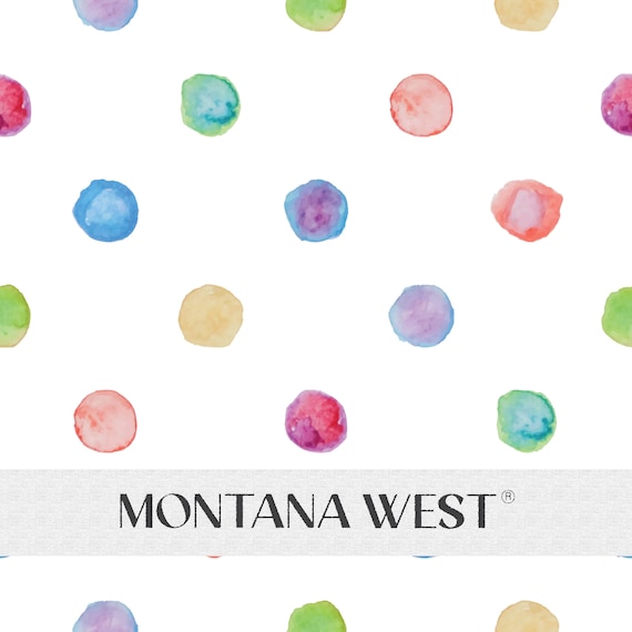 Colorful Polka Dots Seamless Pattern, Digital Watercolor Polka Dot Seamless Pattern File for Commercial Use, Textile Pattern, Rainbow, White