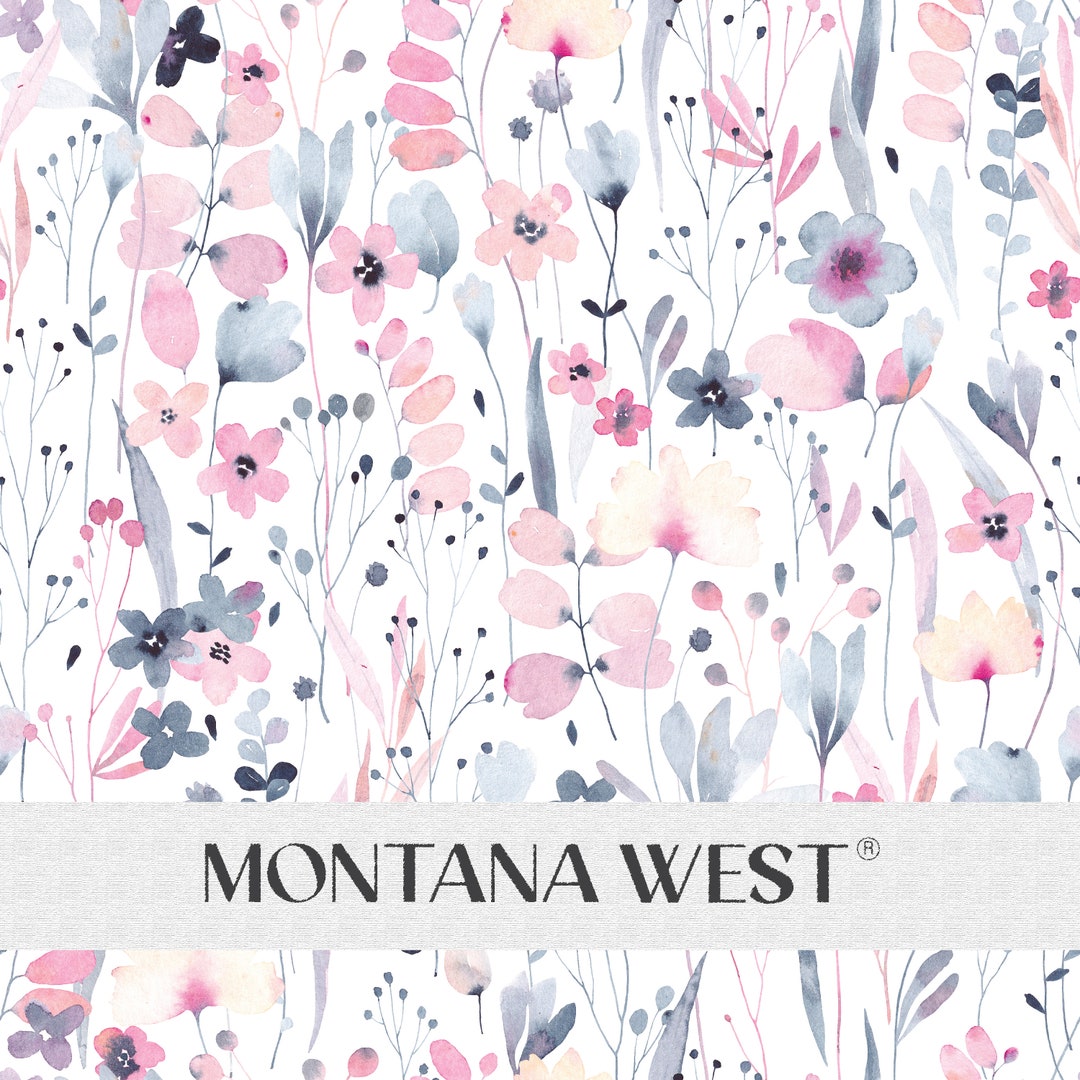 Pink Wildflowers Seamless Pattern, Digital Watercolor Pink Wildflower ...