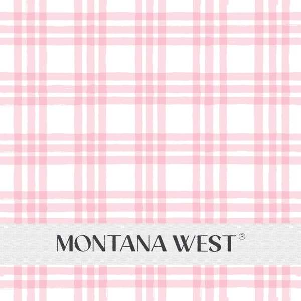 Watercolor Pink Plaid Seamless Pattern, Digital Watercolor Pink Plaid Gingham Seamless Pattern File for Commercial Use, Paint Brush Strokes