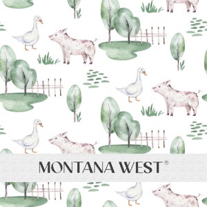 Cute Farm Animals Seamless Pattern, Digital Watercolor Cute Farm Animals Pig Goose Seamless Pattern File for Commercial Use, Animal Seamless