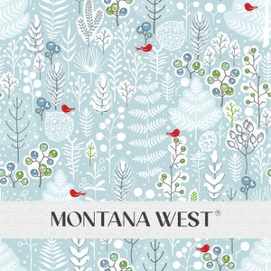 Winter Forest Seamless Pattern, Digital Winter Forest Berries Birds Snow Seamless Pattern File for Commercial Use, Christmas Seamless