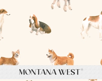 Watercolor Dogs Seamless Pattern, Digital Watercolor Variety of Dog Breeds Seamless Pattern File for Commercial Use, Cute Dogs, Tan