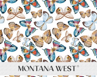 Boho Butterflies Seamless Pattern, Digital Watercolor Boho Butterflies Seamless Pattern File for Commercial Use, White Background