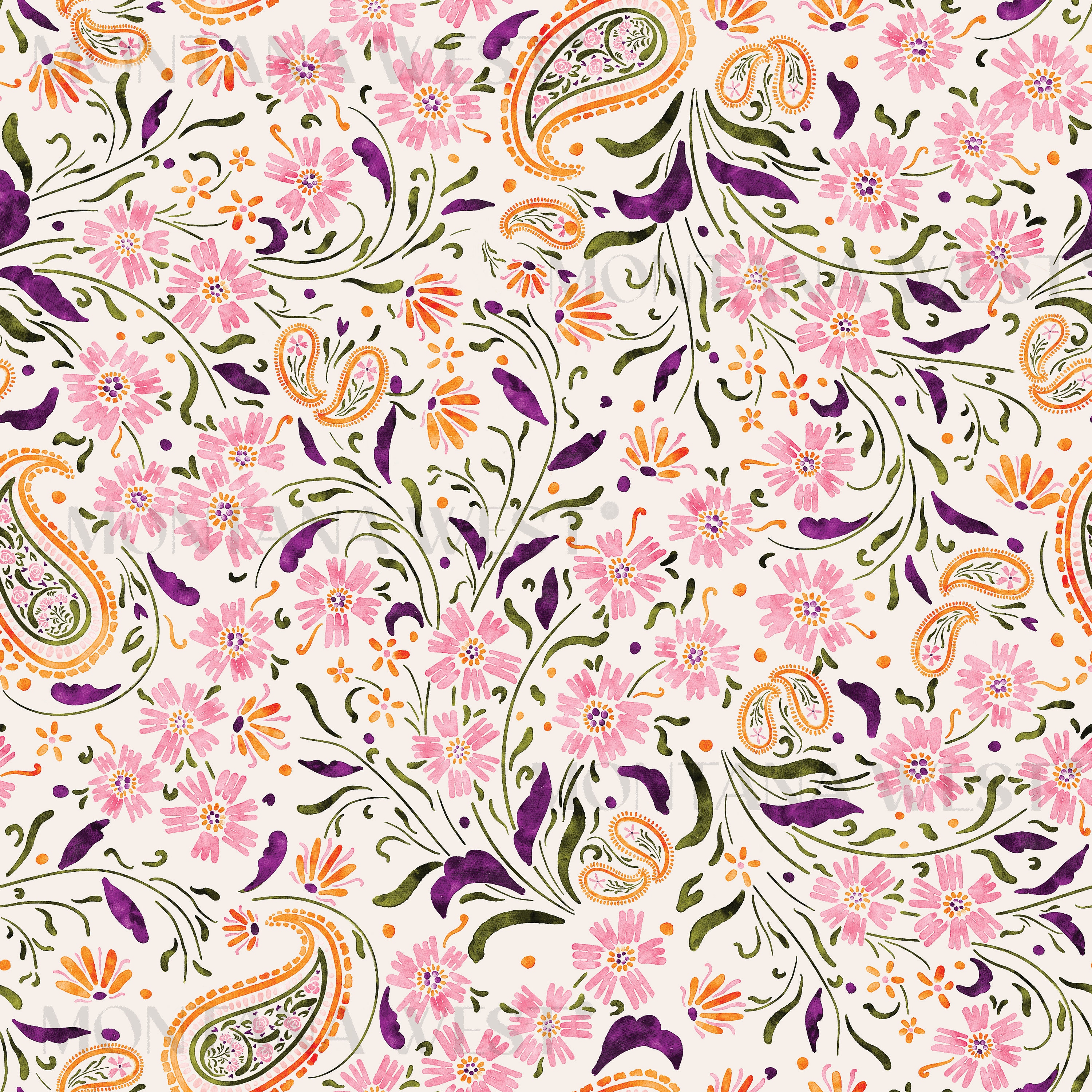 Floral Paisley Seamless Pattern, Digital Watercolor Indian Persian Floral  Paisley Seamless Pattern File for Commercial Use, Flower Pattern - Etsy, image size:3000x3000