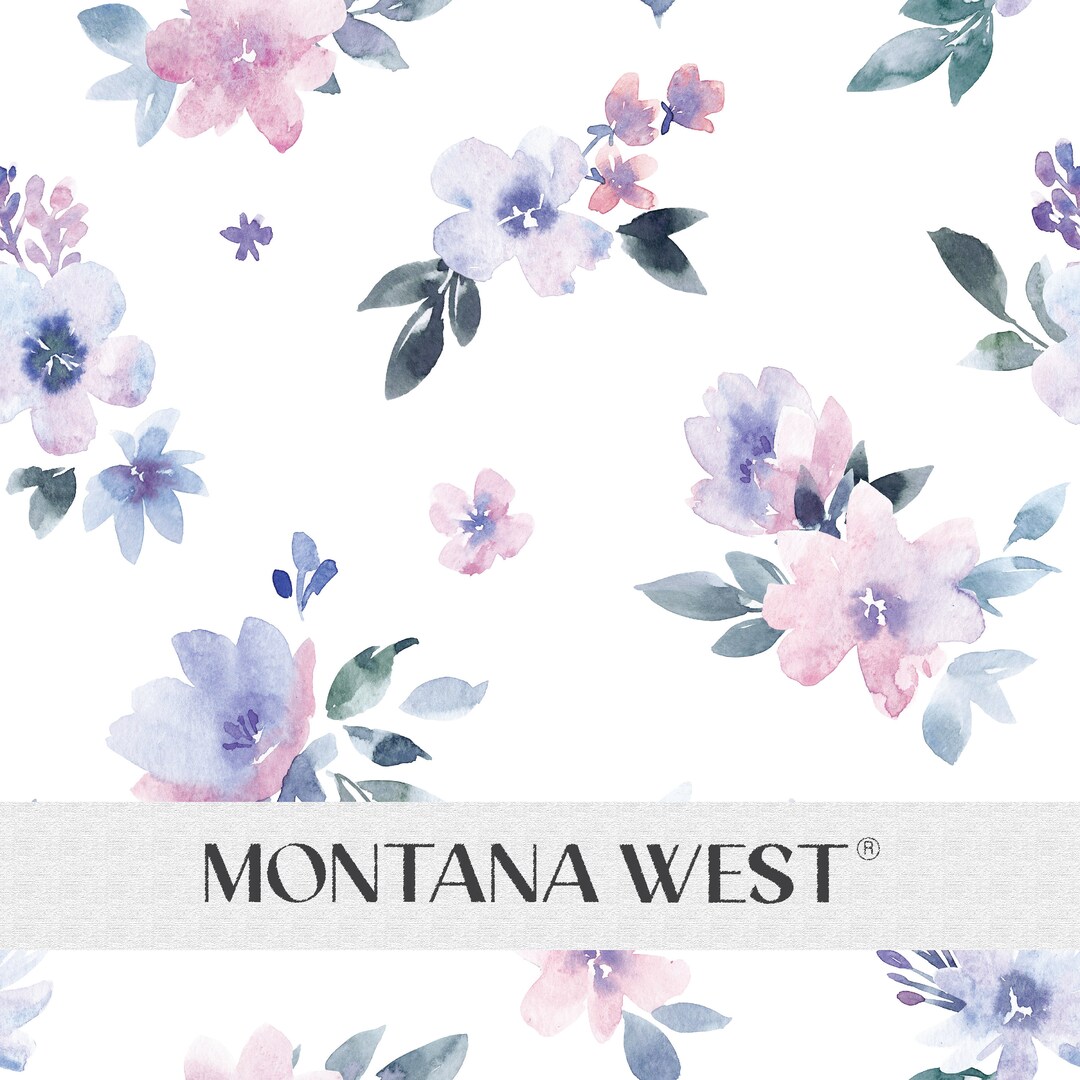 Spring Pattern Purple Spring Flowers Seamless Pattern, Digital Watercolor Gentle Purple ...