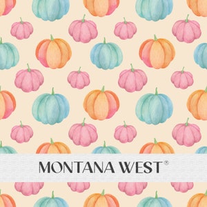 Pastel Pumpkins Seamless Pattern, Digital Watercolor Pastel Pumpkins Beige Seamless Pattern File Commercial Use, Fall Seamless, Halloween