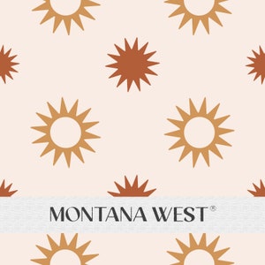 Boho Sun and Star Seamless Pattern, Digital Boho Stars Seamless Pattern for Commercial Use, Terracotta Colors Pattern