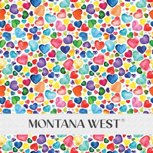 Colorful Hearts Seamless Pattern, Digital Watercolor Colorful Multi-sized Hearts Seamless Pattern File for Commercial Use, Valentines