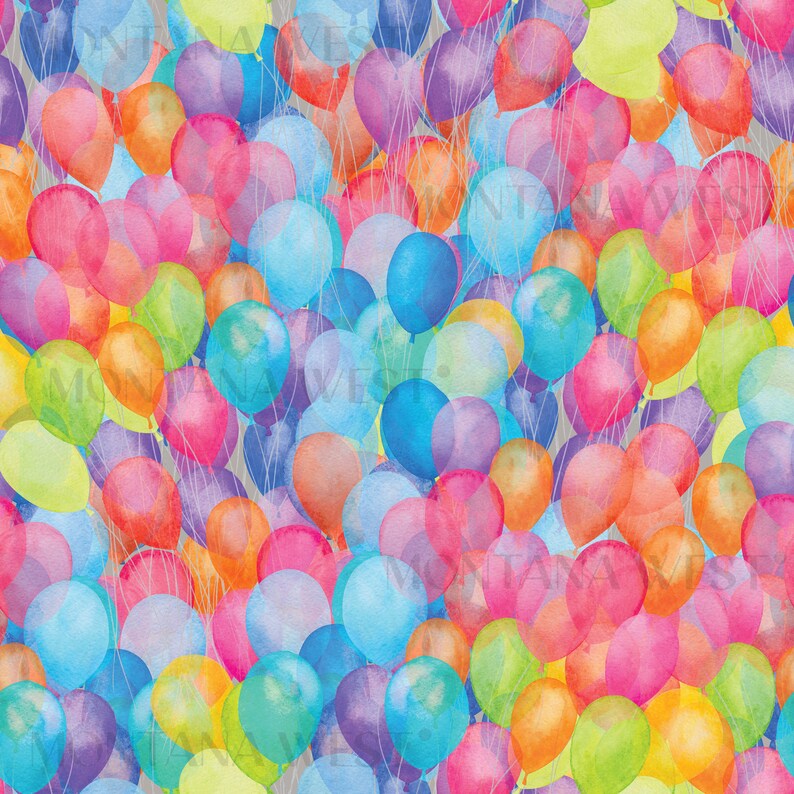 Colorful Balloons Seamless Pattern, Digital Watercolor Rainbow Balloons ...