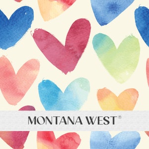 Colorful Hearts Seamless Pattern, Digital Watercolor Cute Colorful Hearts Seamless Pattern File for Commercial Use, Tan, Valentines